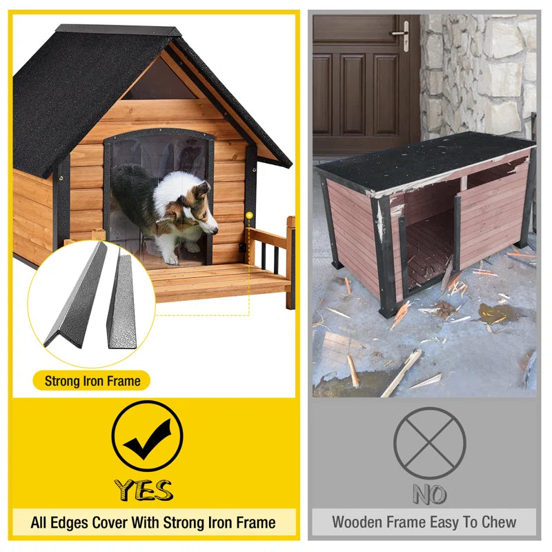 Waterproof Outdoor Dog House with Elevated Floor and Anti-Bite Design for Small to Medium Dogs