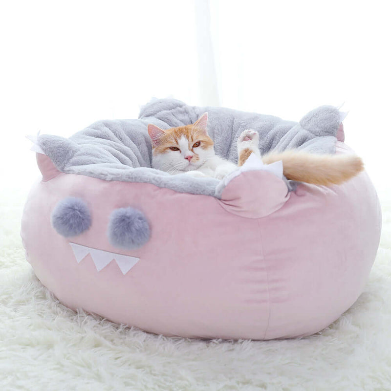 Warm round pet cat bed