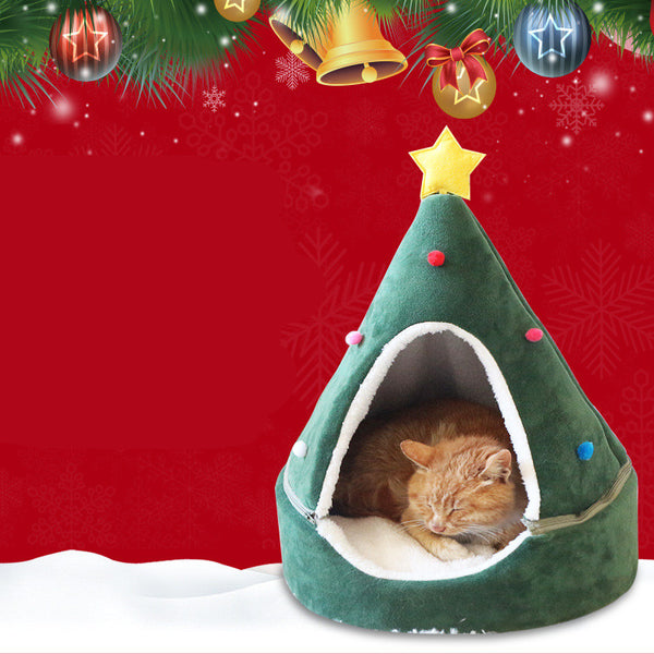 Christmas tree cat bed