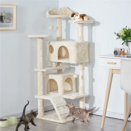 Cat Tree with Stairs is a great choice for your kitty! It provides plenty of space for your cat to climb and explore, with two houses and multiple platforms to rest,Cat Climbing Sisal Rope TowerPetsYellow PandoraDean's Pet Outlet Cat Climbing Sisal Rope Tower