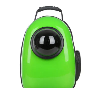 Green breathable pet carrier backpack with transparent bubble window for cats and dogs