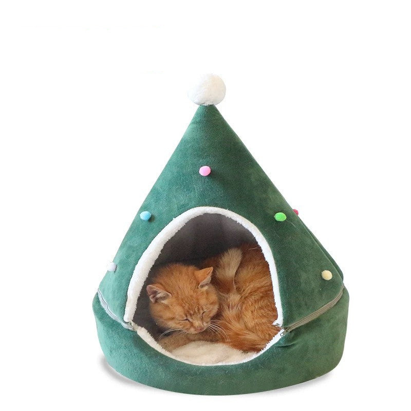 Christmas tree cat bed