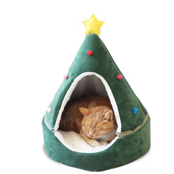 Christmas tree cat bed