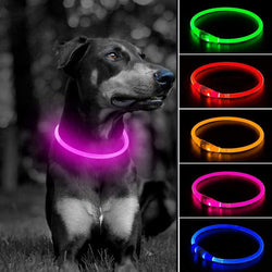 Light up Dog Collars - Waterproof LED Dog Collar, Glow in the Dark Puppy Collar, TPU Cuttable Lighted Dog Collar for Small Medium Large Dogs (Pink)