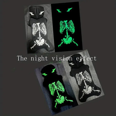 Glow-in-the-Dark Skeleton Costume for Small Dogs
