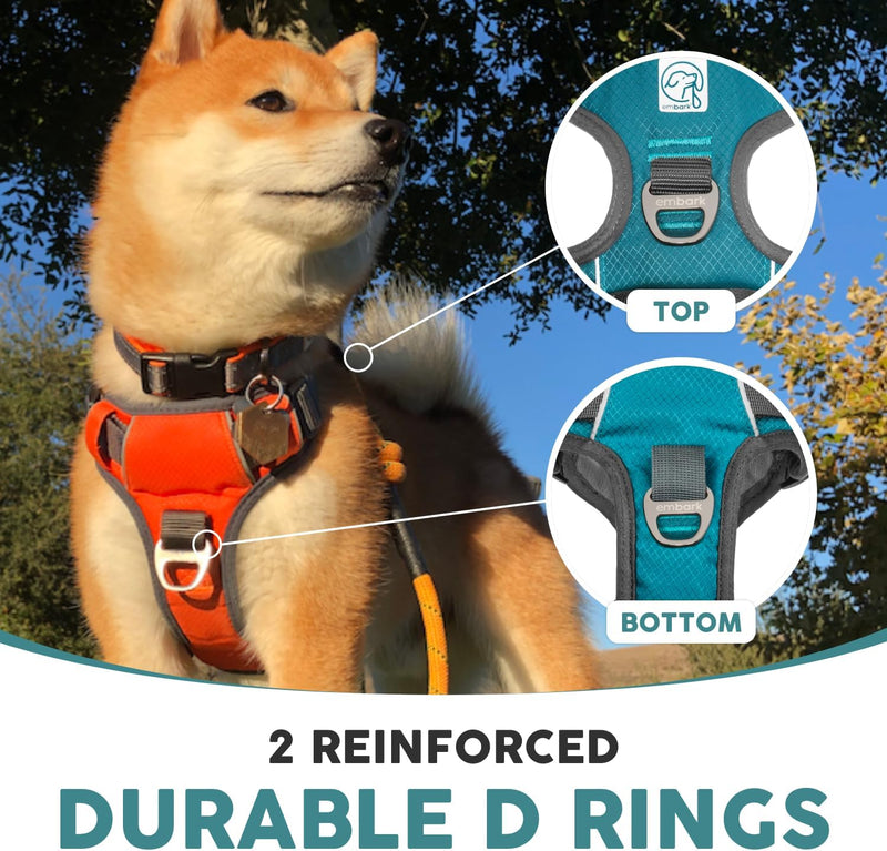 Embark Adventure XL Dog Harness No-Pull Dog Harnesses for Extra Large, Medium and Small Dogs. 2 Leash Clips, Front & Back with Control Handle, Adjustable Blue Dog Vest, Soft & Padded for Comfort