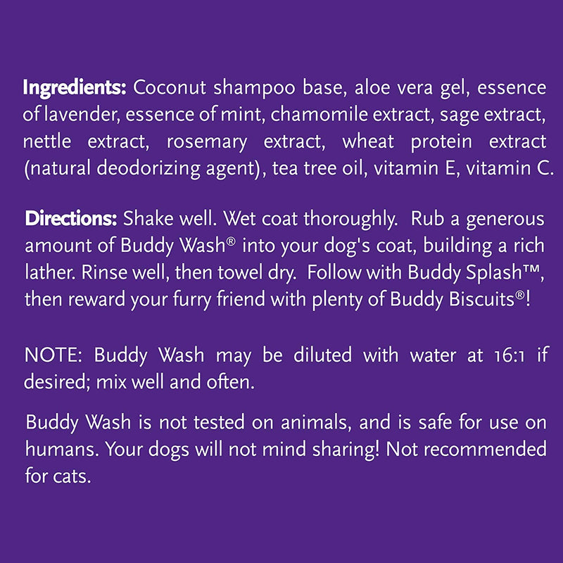 Buddy Wash 2-In-1 Dog Shampoo and Conditioner for Dog Grooming, Lavender & Mint, 1 Gal. Bottle