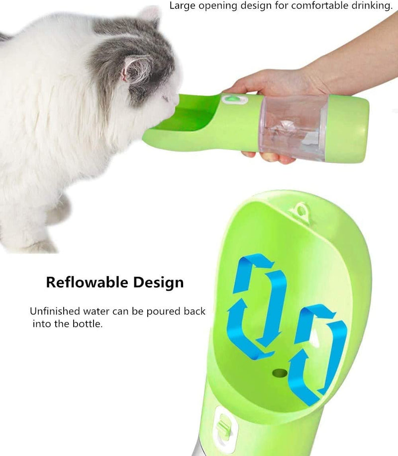 Professional title: "Portable Outdoor Dog Water Bottle Dispenser with Food Container - Leak Proof and Multifunctional Travel Dog Water Bottle in Green"