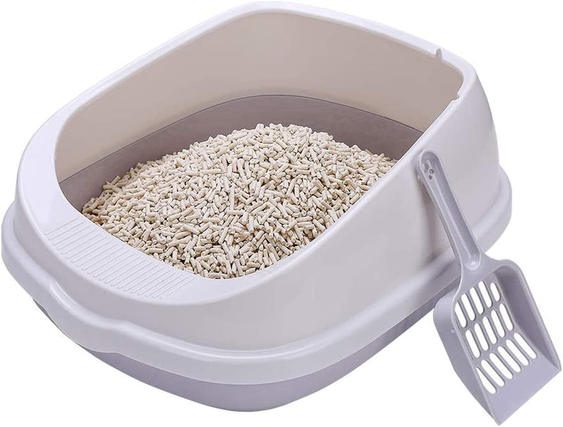 Professional Product Title: 
"Cat Starter Kit Bundle for Small Cats - Open Top Litter Box, Litter Mat, Scoop, Stainless Steel Feeding Dish - Grey (One Entry)"