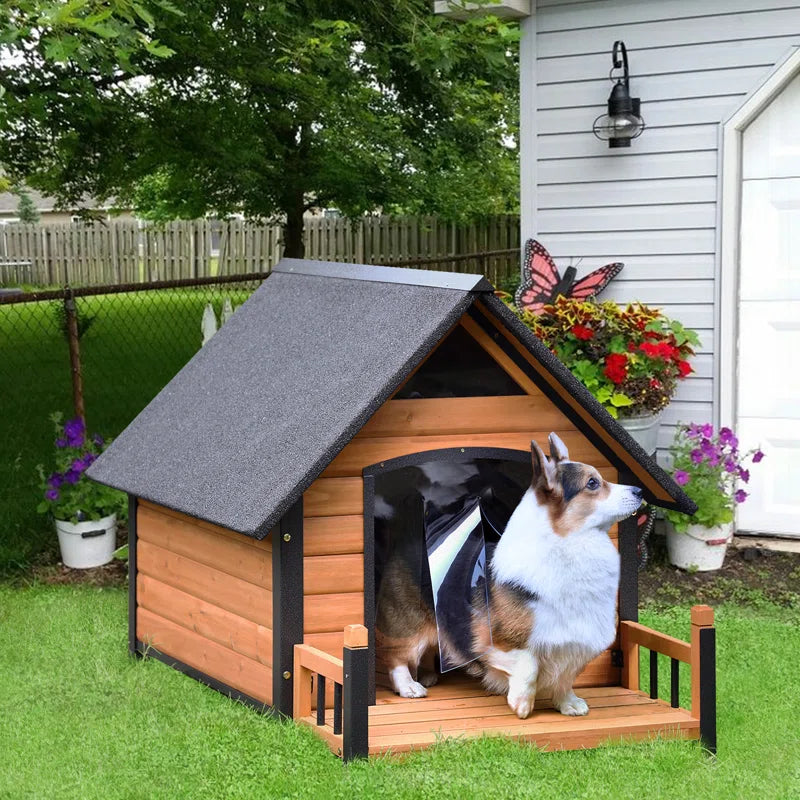 Waterproof Outdoor Dog House with Elevated Floor and Anti-Bite Design for Small to Medium Dogs