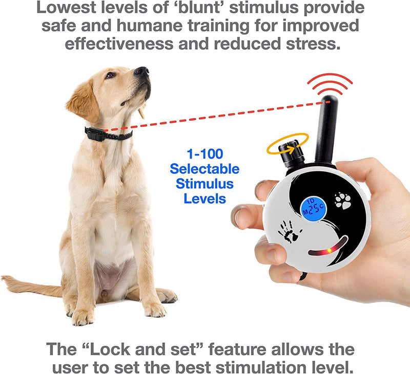 E-Collar Dog Training Collar, Rechargeable Remote + Finger Clicker, for Small to Medium Dogs, Humane Tapping Stimulation, 100 Levels, Tone, Light, 1/2 Mile 1 Dog, Zen