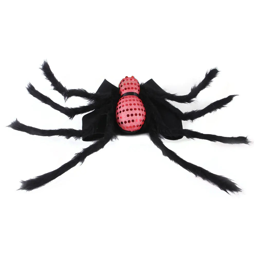 Red sequined spider costume with black legs for pets Halloween dress-up