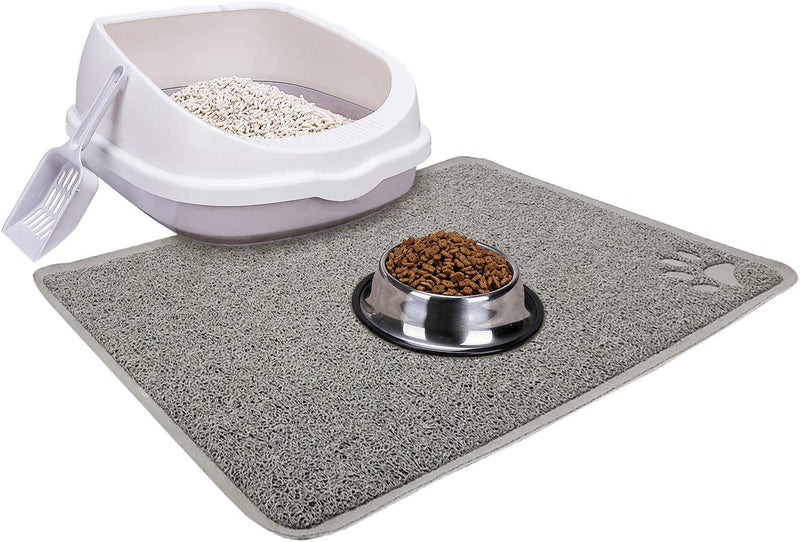 Professional Product Title: 
"Cat Starter Kit Bundle for Small Cats - Open Top Litter Box, Litter Mat, Scoop, Stainless Steel Feeding Dish - Grey (One Entry)"