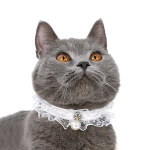 Adjustable Cat Collar with Bell and Cute Lace Design