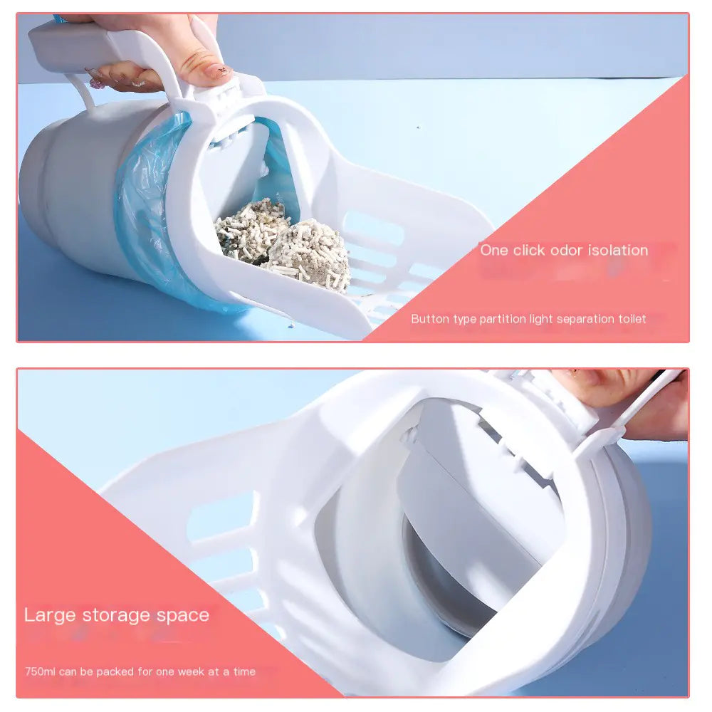 Foldable Portable Cat Litter Scoop with Large Bin