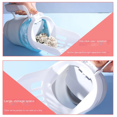 Foldable Portable Cat Litter Scoop with Large Bin