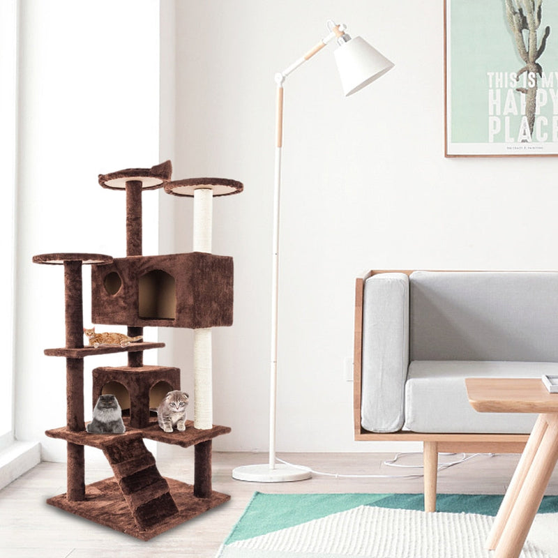 Cat Tree with Stairs is a great choice for your kitty! It provides plenty of space for your cat to climb and explore, with two houses and multiple platforms to rest,Cat Climbing Sisal Rope TowerPetsYellow PandoraDean's Pet Outlet Cat Climbing Sisal Rope Tower