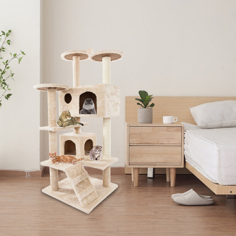 Cat Tree with Stairs is a great choice for your kitty! It provides plenty of space for your cat to climb and explore, with two houses and multiple platforms to rest,Cat Climbing Sisal Rope TowerPetsYellow PandoraDean's Pet Outlet Cat Climbing Sisal Rope Tower