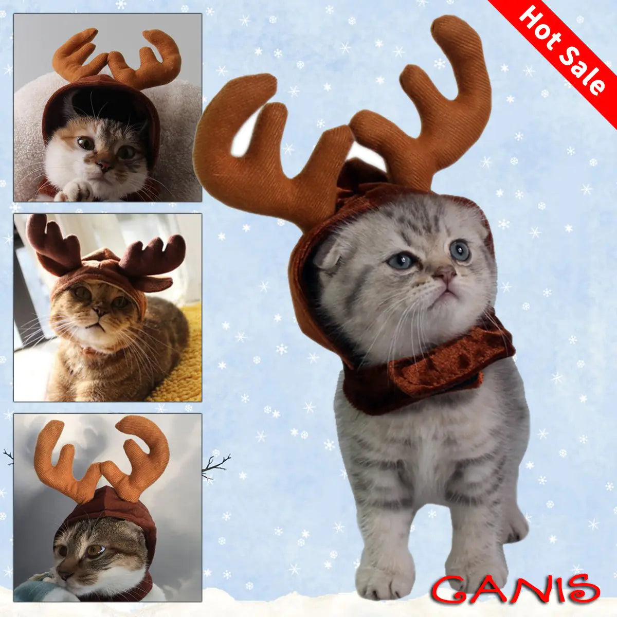 Christmas reindeer headband for pets, soft plush elk hat for cats and dogs, festive holiday pet accessory