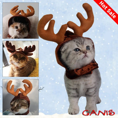 Christmas reindeer headband for pets, soft plush elk hat for cats and dogs, festive holiday pet accessory