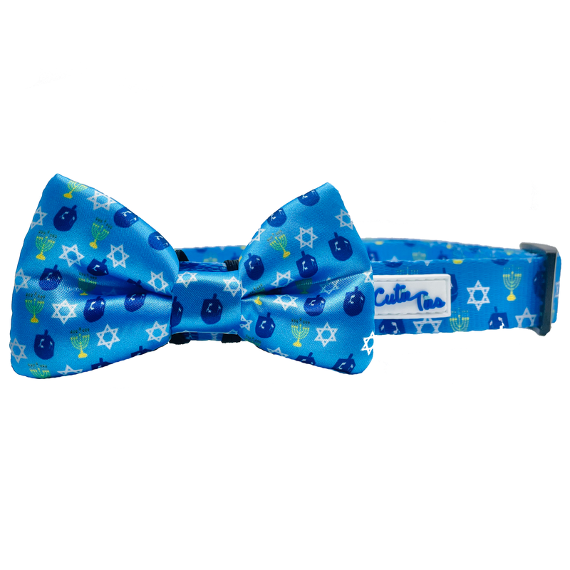 Available in three different sizes and multiple fun exclusive designs, we have collars to fit any dog's personality! Bow tie not included. 
Features

Adjustable siziHanukkah Dreidel Blue Dog CollarLeashes, Collars & PetwearPlum SemeleDean's Pet Outlet Hanukkah Dreidel Blue Dog Collar