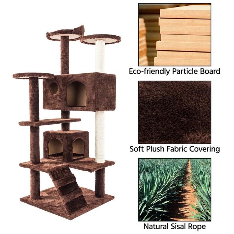 Cat Tree with Stairs is a great choice for your kitty! It provides plenty of space for your cat to climb and explore, with two houses and multiple platforms to rest,Cat Climbing Sisal Rope TowerPetsYellow PandoraDean's Pet Outlet Cat Climbing Sisal Rope Tower