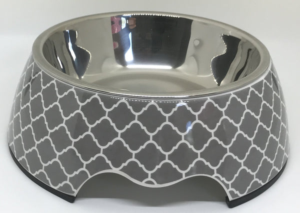 Cutie Ties 2-piece dog bowls make for an easily interchangeable design to match décor or your pet’s mood at a moment’s notice. The outer melamine bowl measures 7" wiModern Gray Medium Dog BowlLeashes, Collars & PetwearPlum SemeleDean's Pet Outlet Modern Gray Medium Dog Bowl