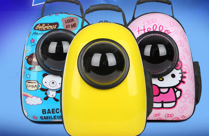 breathable pet carrier backpack with bubble window for cats and dogs in colorful designs