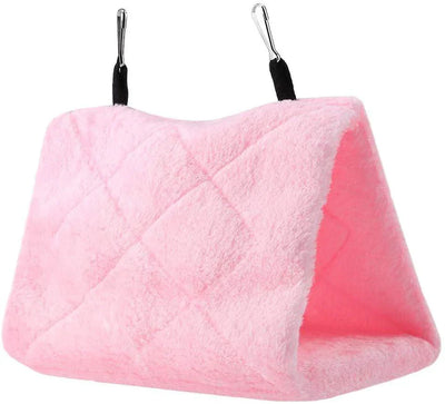 Pink soft cloth warm cages hut tent for pet birds and parrots with hanging clips