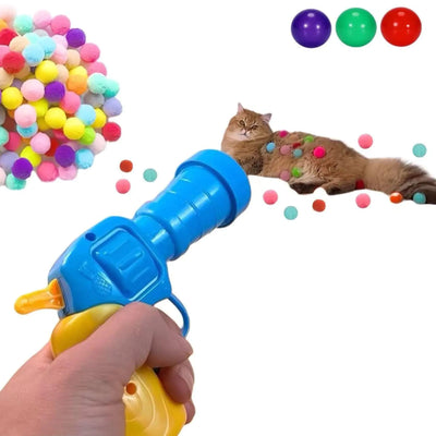 34Pcs Cat Toy Ball Launcher Gun – Interactive Pet Play Set