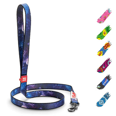 Nylon dog leash 4ft with galaxy NASA color pattern for small and medium dogs, durable and stylish design
