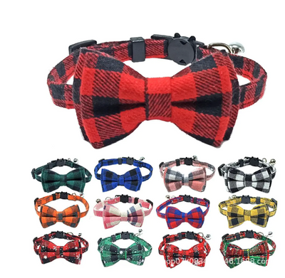 Cotton Cat Collar with Bow Tie and Safety Buckle