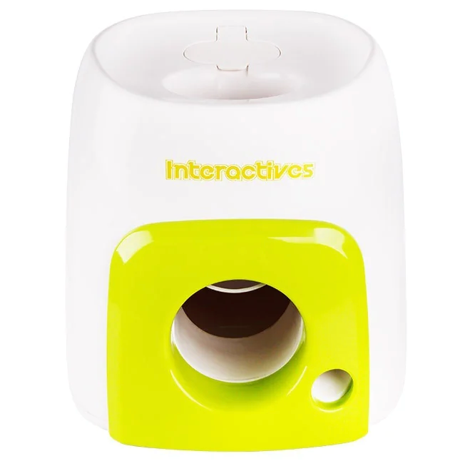 Interactive dog baseball food dispenser toy for active feeding and mental stimulation