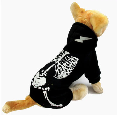 Glow-in-the-Dark Skeleton Costume for Small Dogs