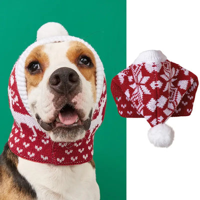 Christmas Heart Snowflake Reindeer Knit Hat for Pets
