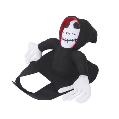Funny Pet Halloween Costume black hooded skeleton design plush pet outfit