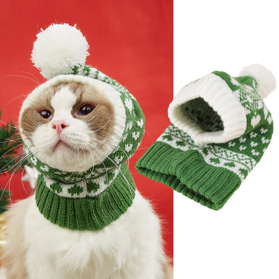 Christmas Heart Snowflake Reindeer Knit Hat for Pets