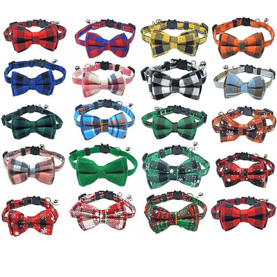 Cotton Cat Collar with Bow Tie and Safety Buckle