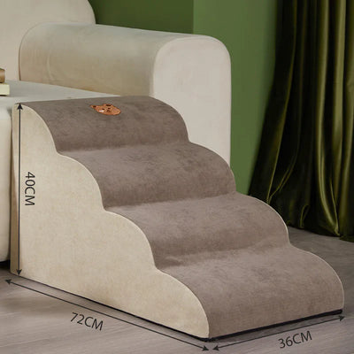 Pet dog slope ladder with cloth material and soft cushion, designed for easy and safe climbing.