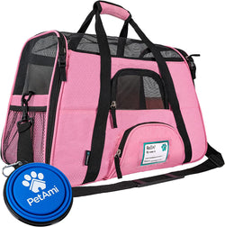 Pet Carrier for Cats and Small Dogs - Airline Approved - Soft-Sided - Ventilated - Large Pink