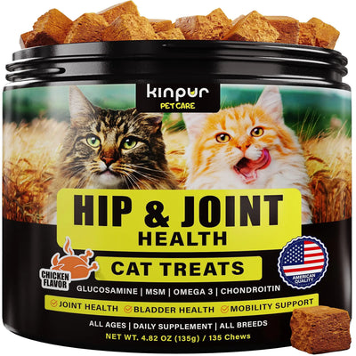 Natural glucosamine hip and joint cat treats with chicken flavor for joint and mobility support
