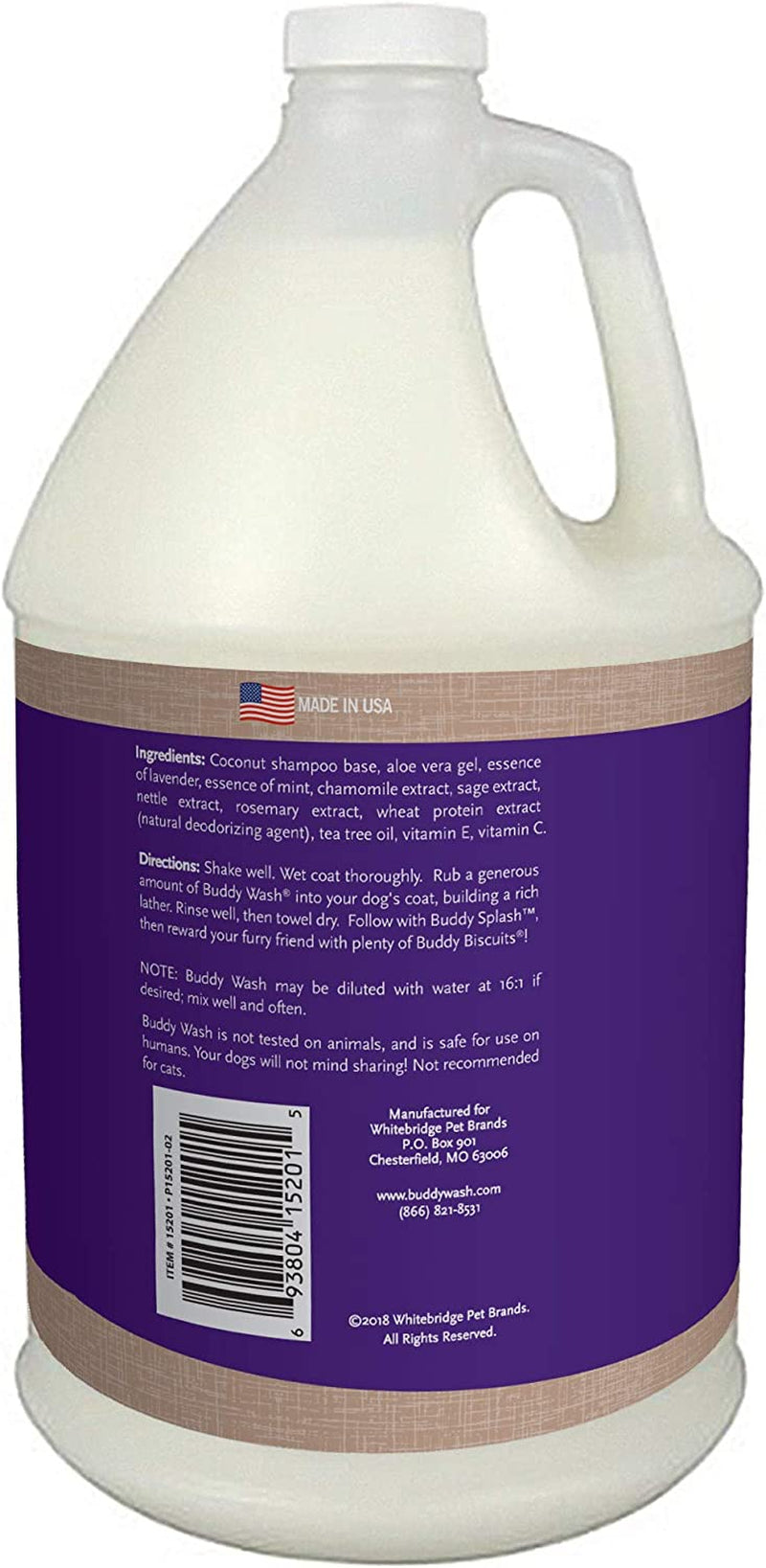 Buddy Wash 2-In-1 Dog Shampoo and Conditioner for Dog Grooming, Lavender & Mint, 1 Gal. Bottle