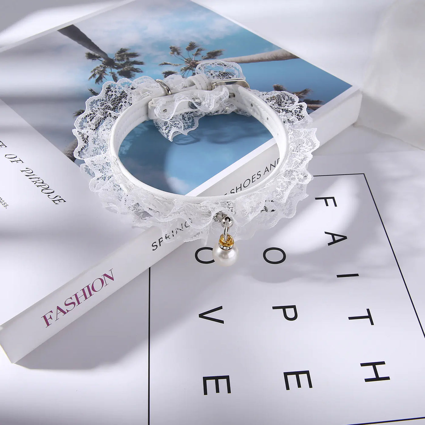 Adjustable Cat Collar with Bell and Cute Lace Design