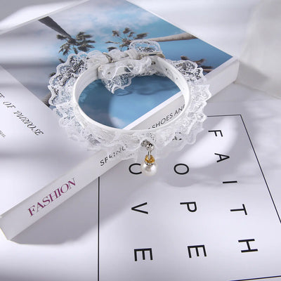 Adjustable Cat Collar with Bell and Cute Lace Design