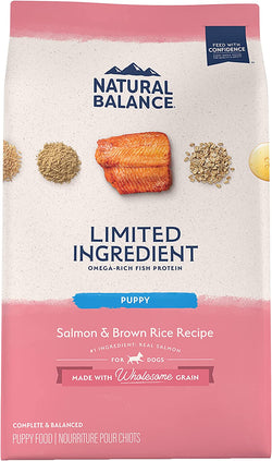 Limited Ingredient Puppy Dry Dog Food with Healthy Grains, Salmon & Brown Rice Recipe - 24 lb