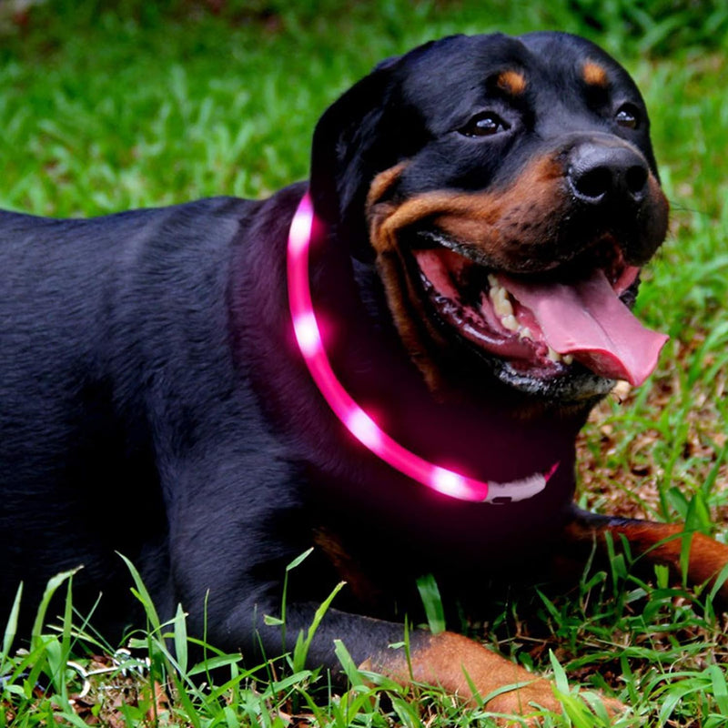 LED Dog Collar,Usb Rechargeable Glowing Dog Collars, Light up Collar Improved Pet Safety &Visibility at Night, 3 Flashing Modes,Water-Resistant Lighted Collar Fits for Small Medium Large Dogs