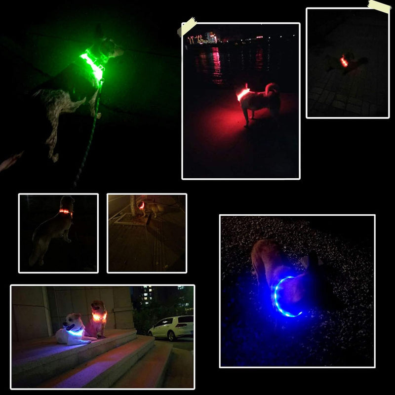 LED Dog Collar,Usb Rechargeable Glowing Dog Collars, Light up Collar Improved Pet Safety &Visibility at Night, 3 Flashing Modes,Water-Resistant Lighted Collar Fits for Small Medium Large Dogs