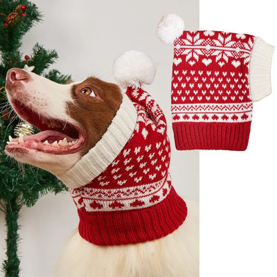 Christmas Heart Snowflake Reindeer Knit Hat for Pets