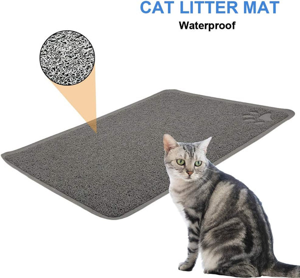 Professional Product Title: 
"Cat Starter Kit Bundle for Small Cats - Open Top Litter Box, Litter Mat, Scoop, Stainless Steel Feeding Dish - Grey (One Entry)"