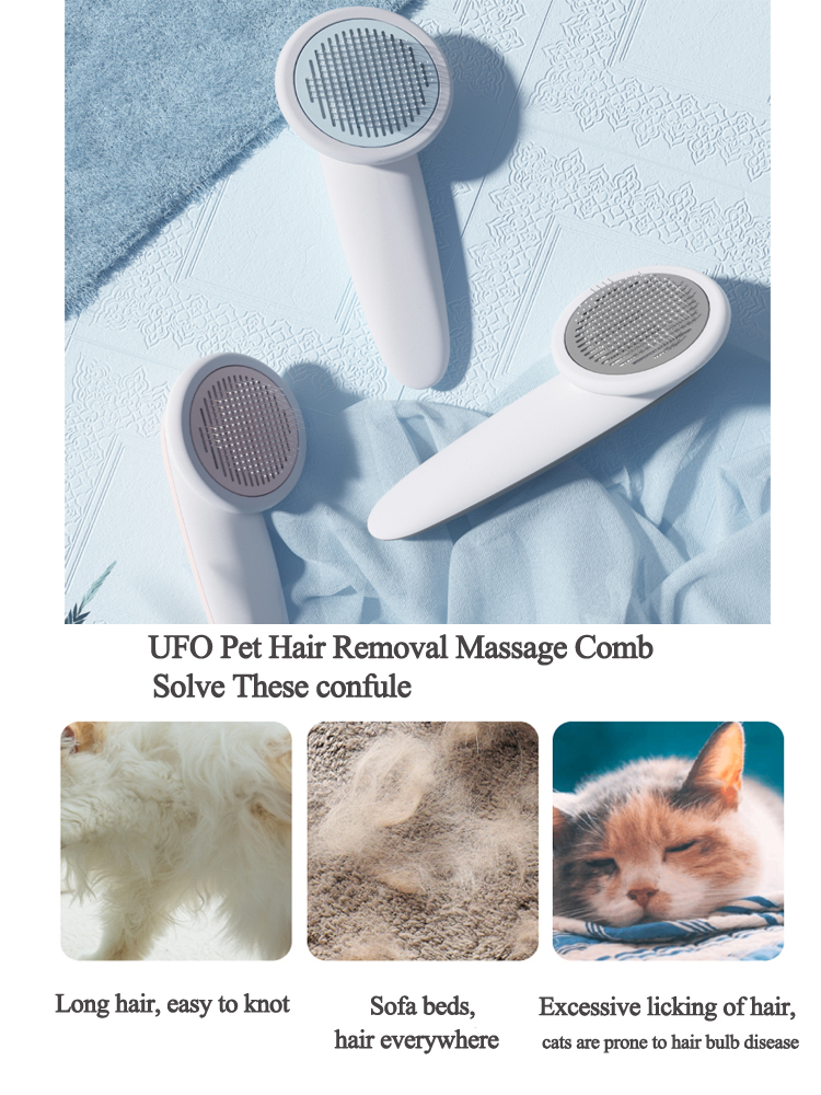 Feature：
1,Save the floor, remove floating hair of the pet.
2,Remove hair from comb with one click.
3,Doesn't hurt the skin just massageMaterial: ABS 
Size: 192*80*4UFO Pet Massage Comb Cats Dog Grooming Combs BrushPetsLilac MiloDean's Pet Outlet UFO Pet Massage Comb Cats Dog Grooming Combs Brush